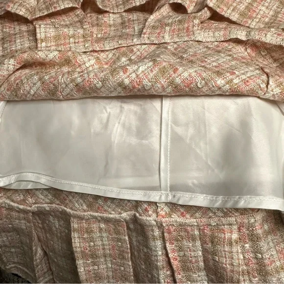 Pink Tweed Vintage Sleeveless Pleated Flounce Dress-4-Professional Prep Business - Picture 8 of 12